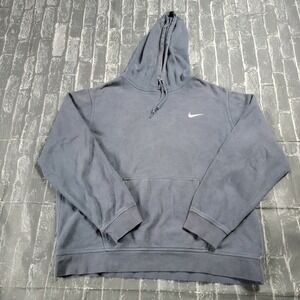 Vtg Y2K 90's Nike Men's Blue Navy Embroidered Swoosh Hoodie Size 2XL Pullover